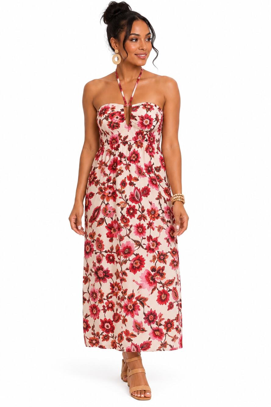 Sincerely Jules Women’s Medium Floral Halter Neck Boho Maxi Dress NWOT